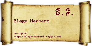 Blaga Herbert névjegykártya